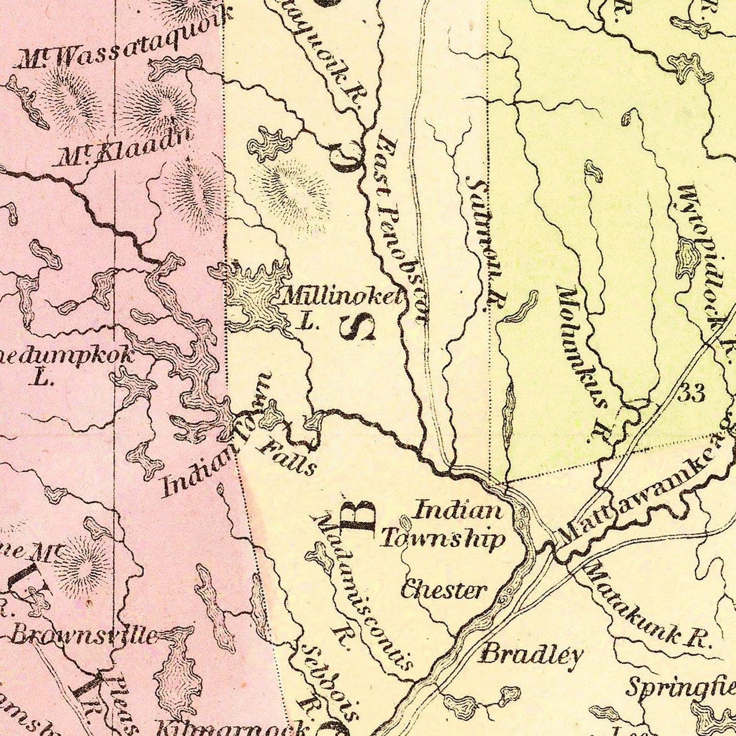 Vintage Map of Maine, 1855 II