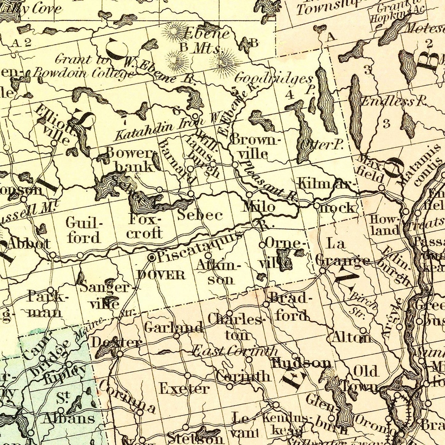 Vintage Map of Maine, 1855