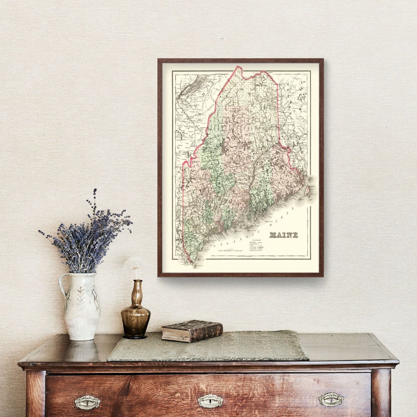 Vintage Map of Maine, 1875