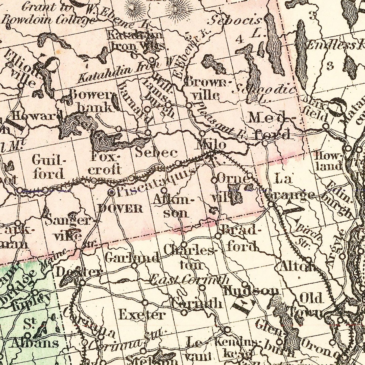 Vintage Map of Maine, 1875