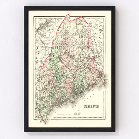 Vintage map of Maine, 1875