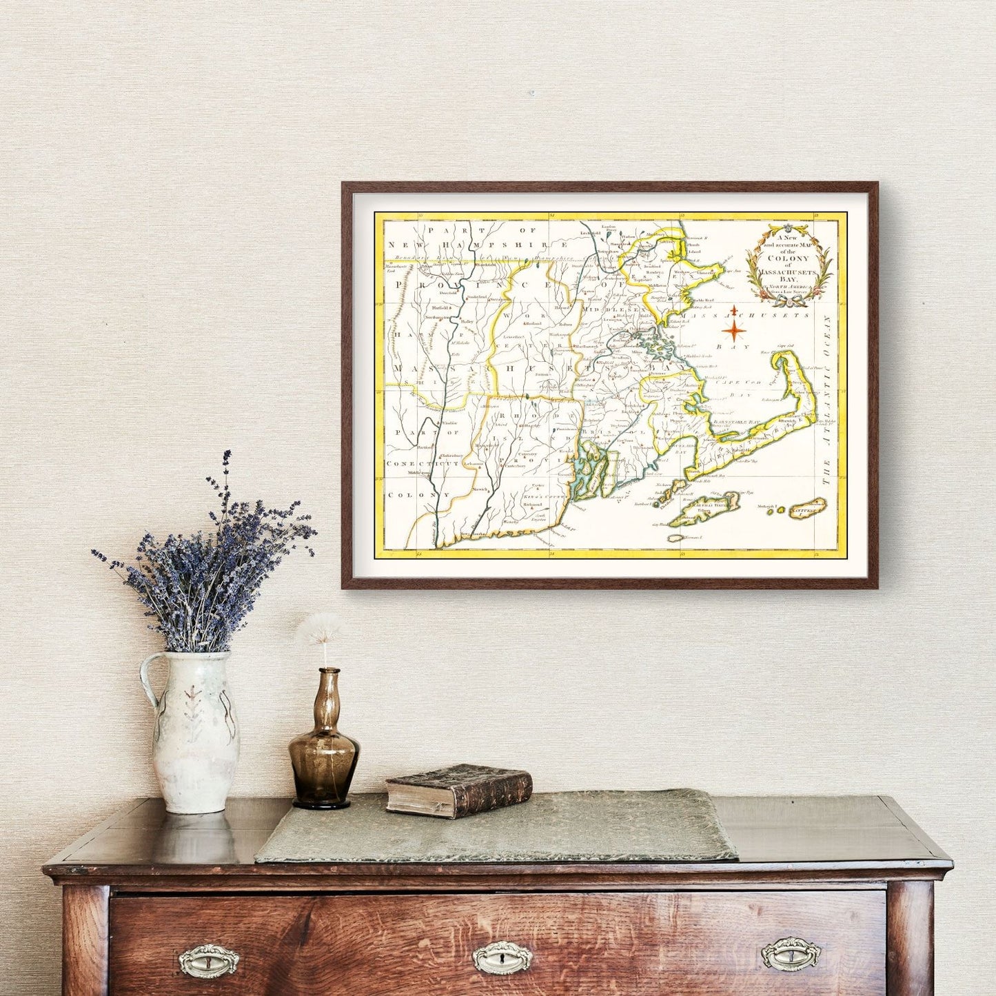 Vintage Map of Massachusetts, 1780