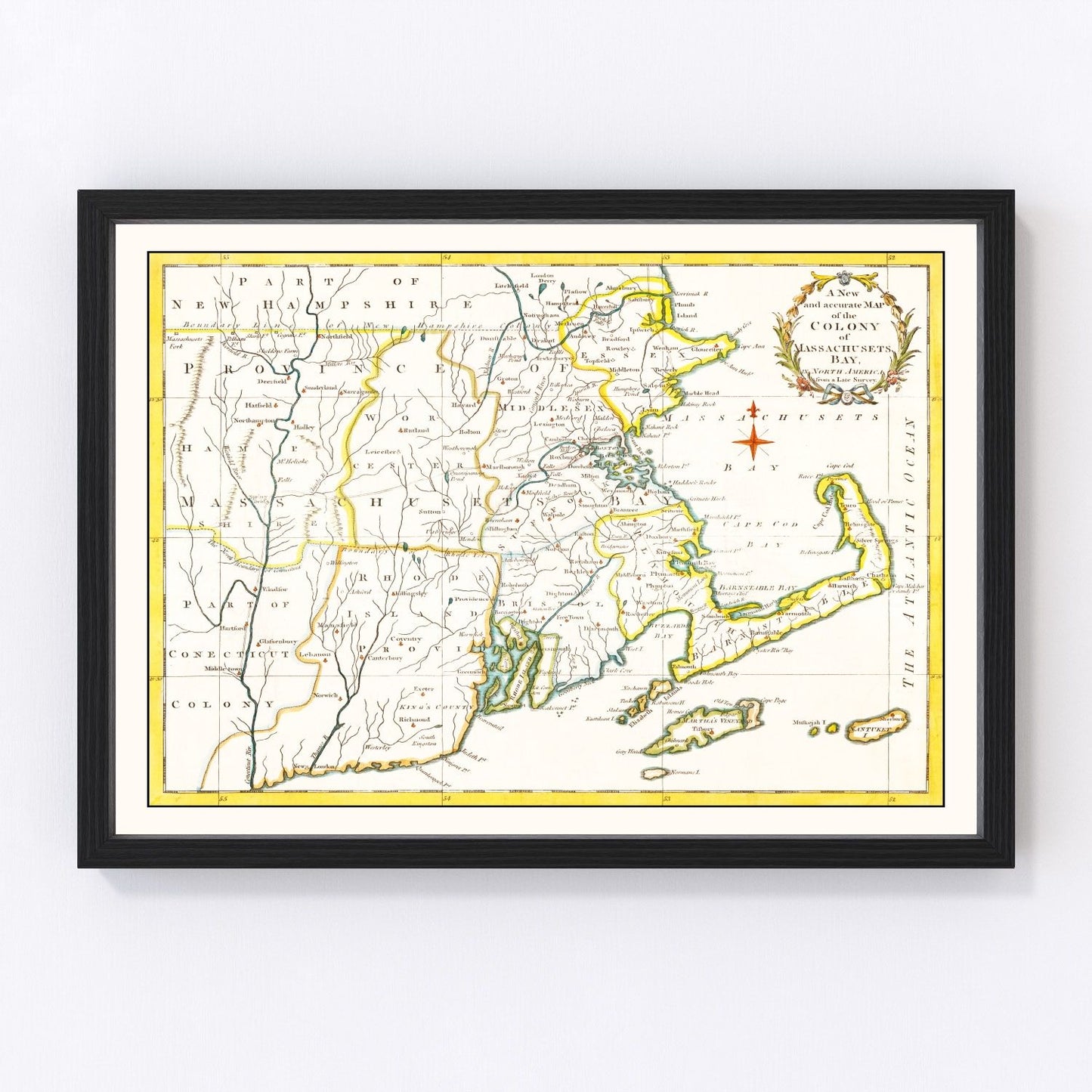 Vintage map of Massachusetts, 1780