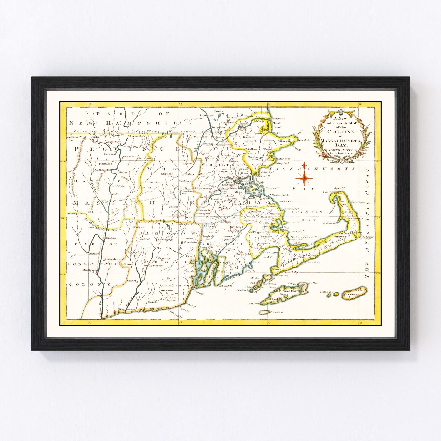 Vintage map of Massachusetts, 1780