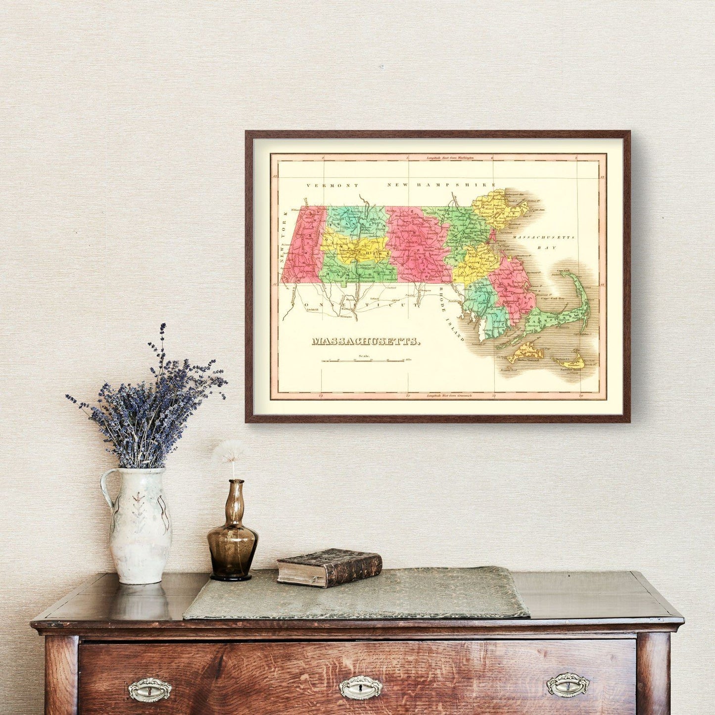 Vintage Map of Massachusetts, 1826
