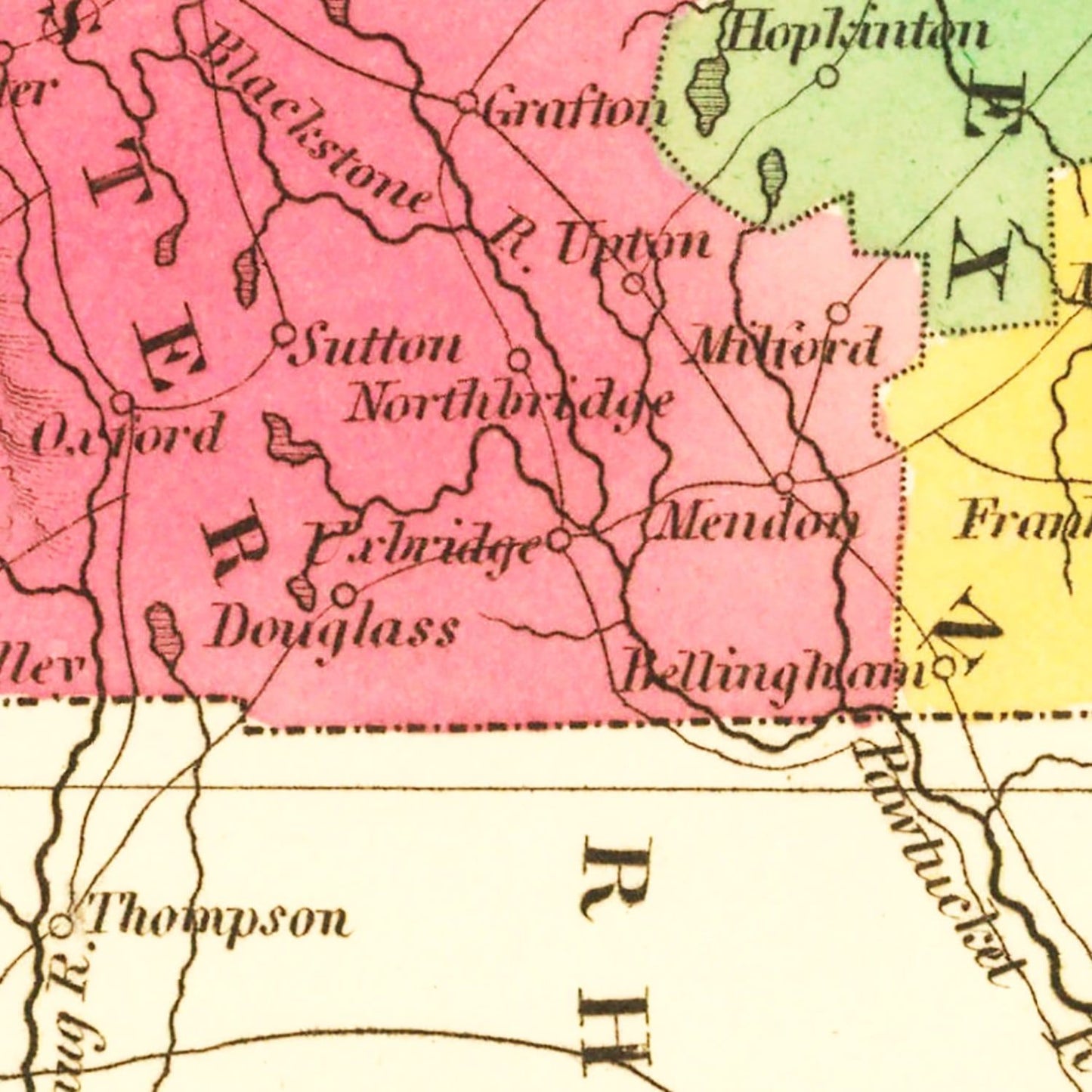 Vintage Map of Massachusetts, 1826