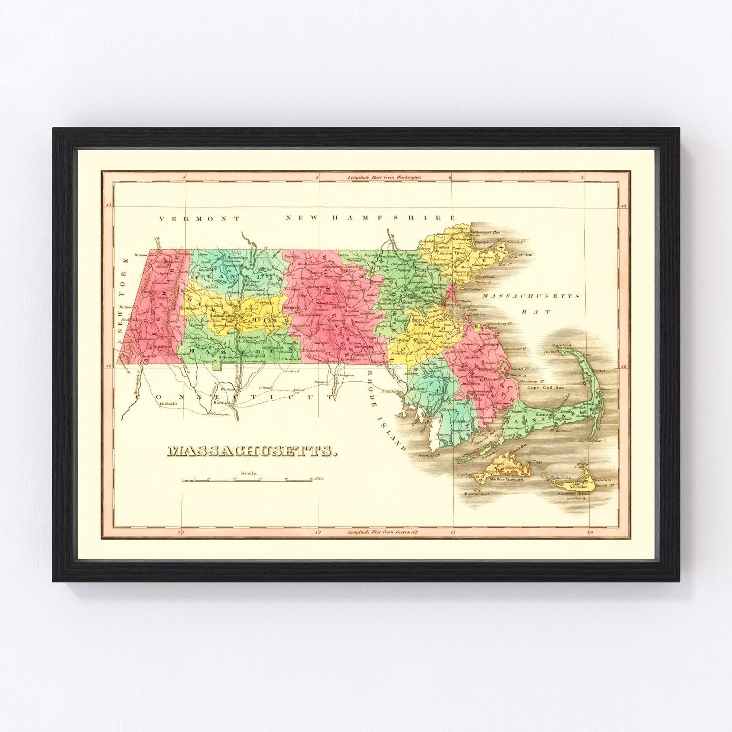 Vintage map of Massachusetts, 1826