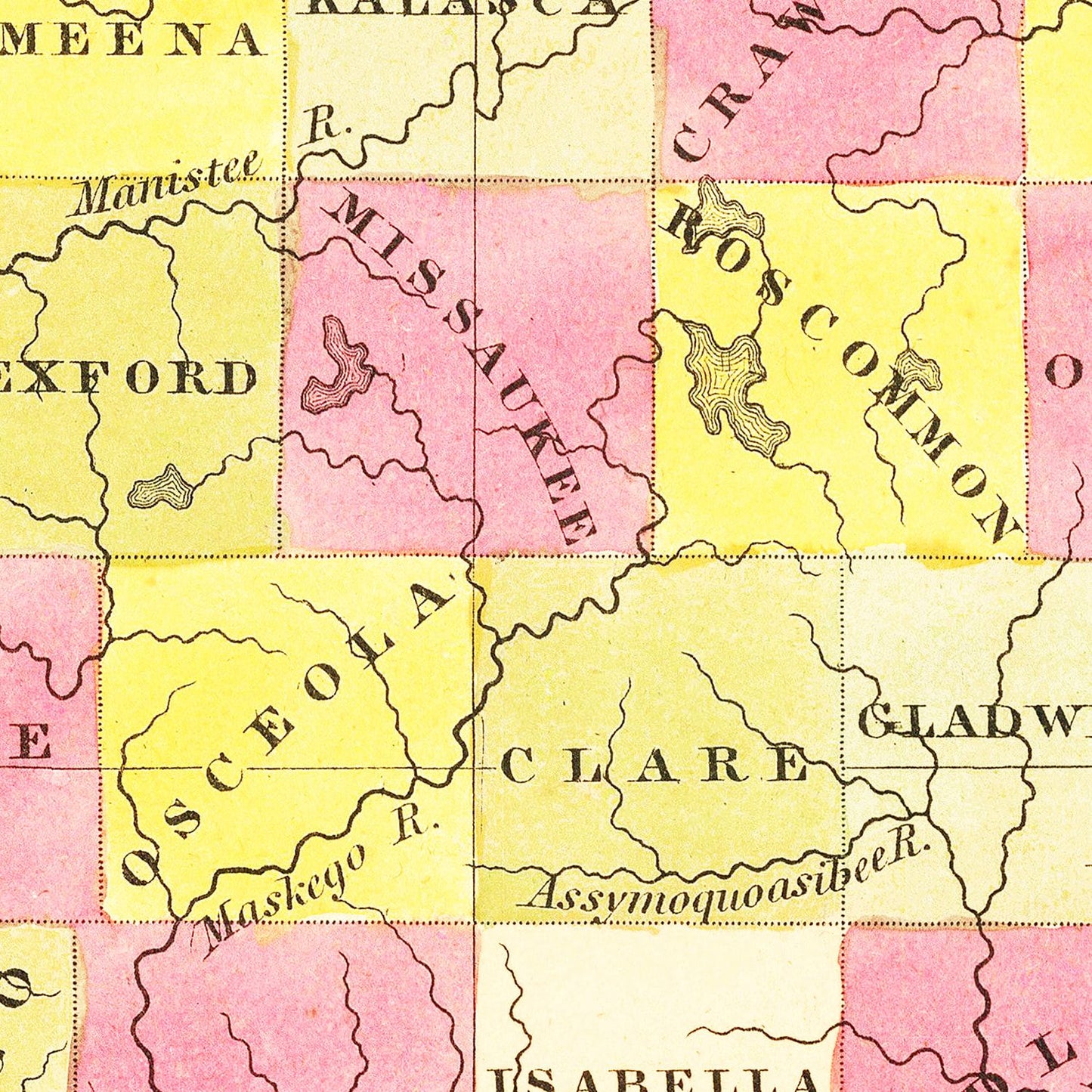 Vintage Map of Michigan, 1847
