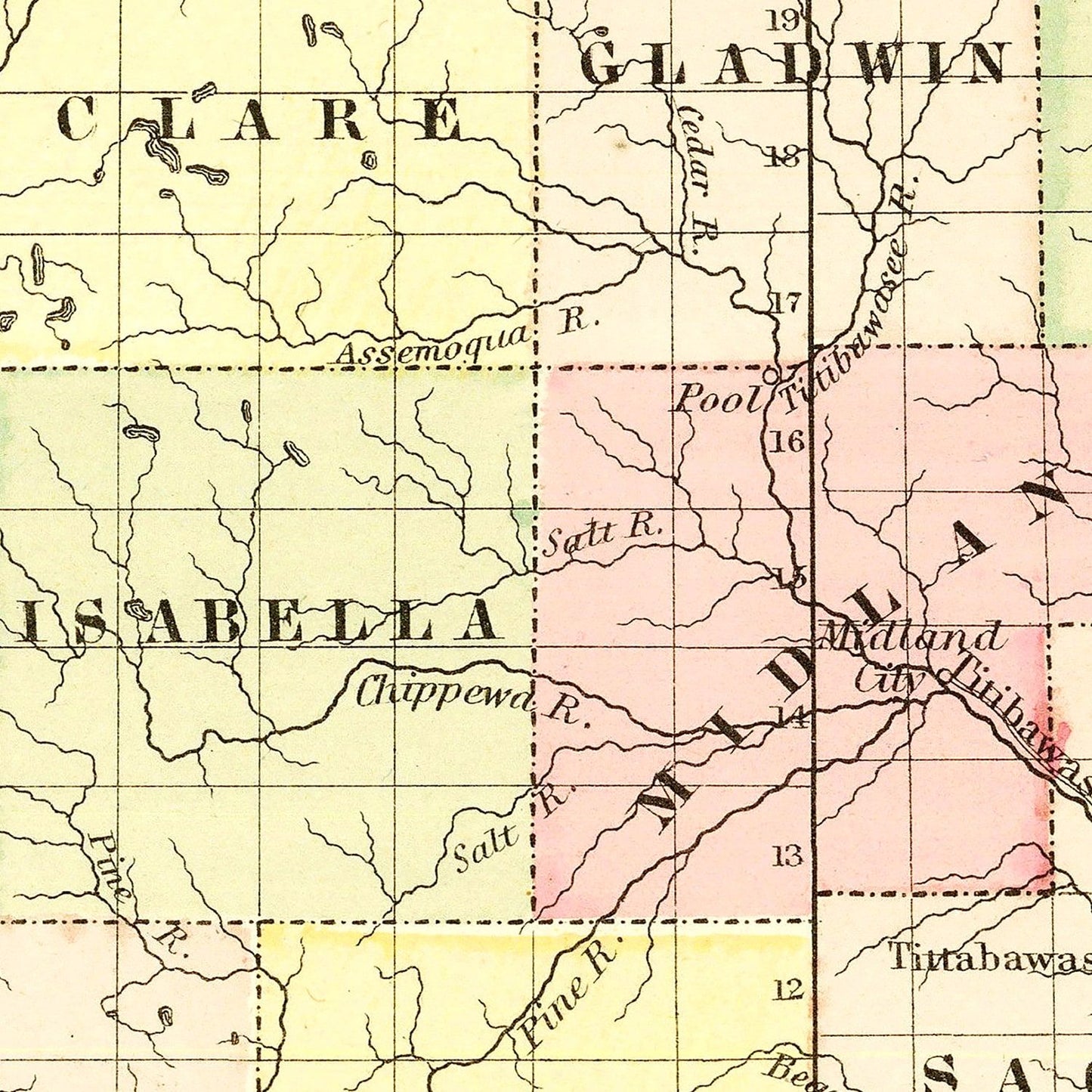 Vintage Map of Michigan, 1855