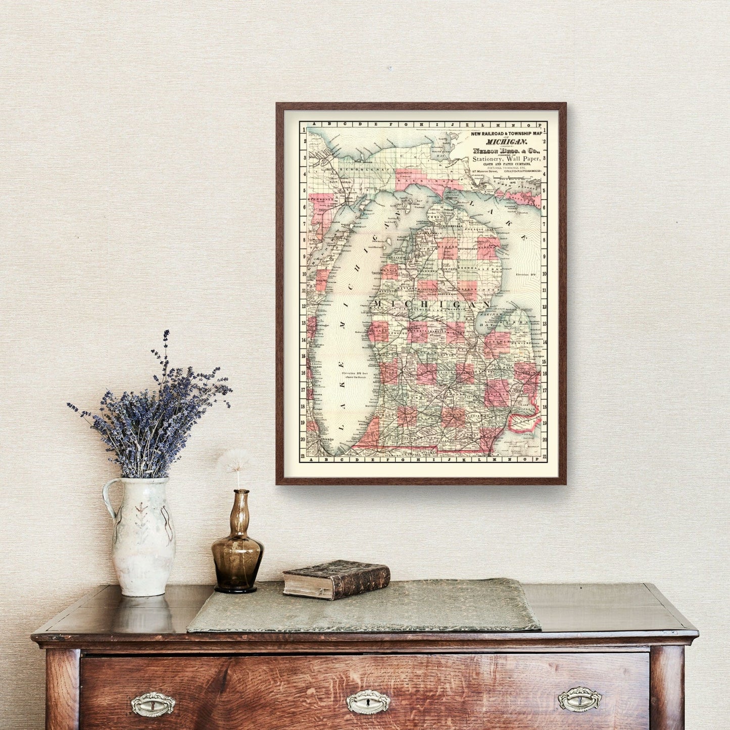 Vintage Map of Michigan, 1878
