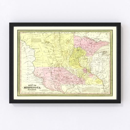 vintage map of Minnesota, 1855