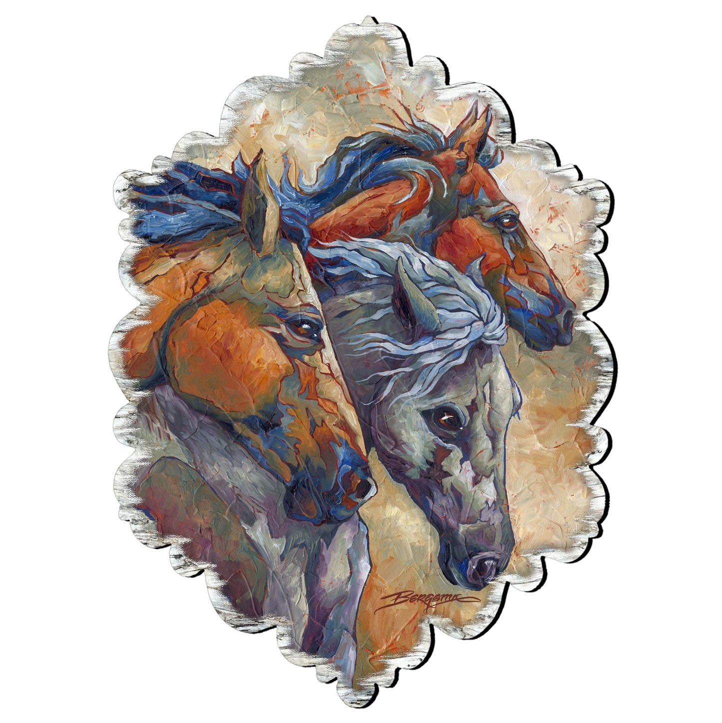 Running Horses Wood Wall Art and Door Hanger