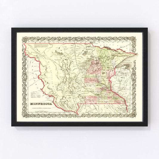 vintage map of Minnesota, 1855