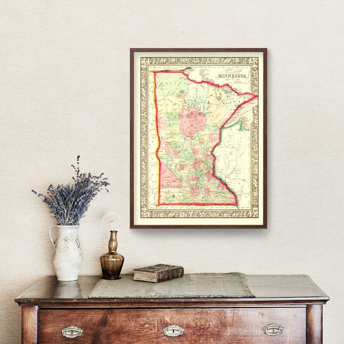 Vintage Map of Minnesota, 1862