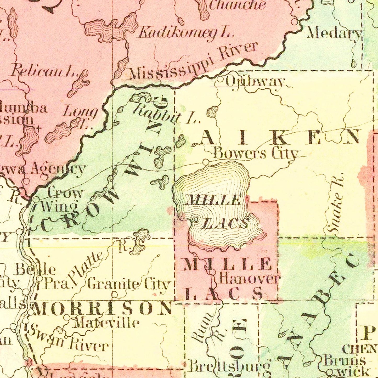 Vintage Map of Minnesota, 1862