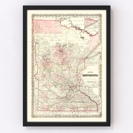 vintage map of Minnesota, 1873