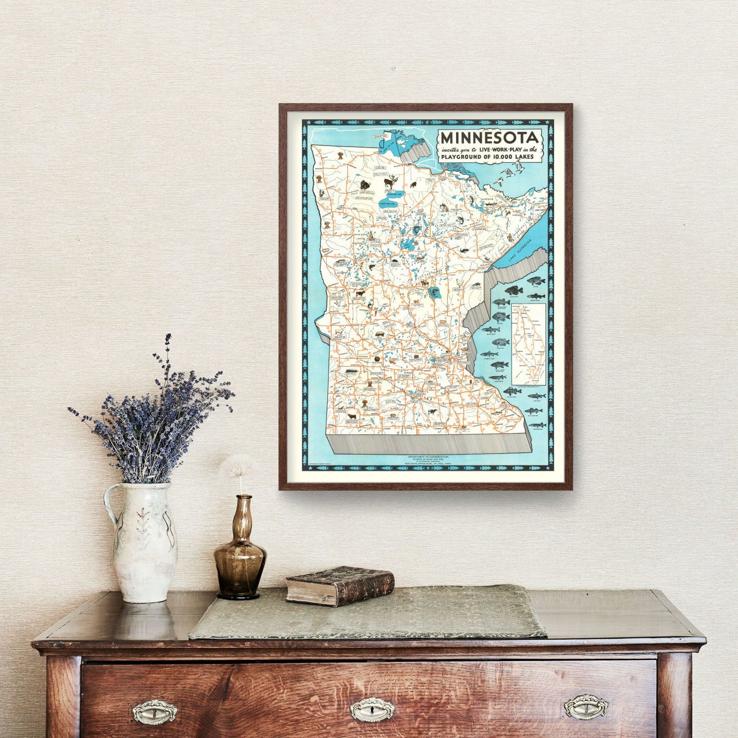 Vintage Pictorial Map of Minnesota, 1935