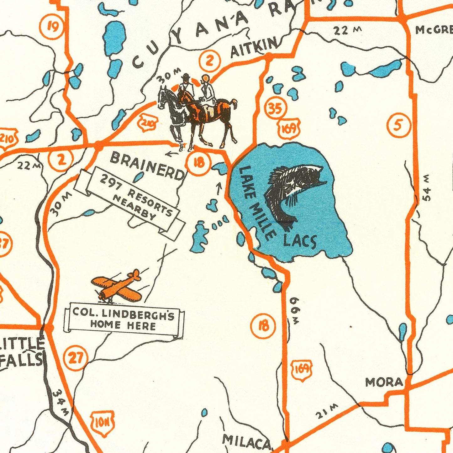 Vintage Pictorial Map of Minnesota, 1935