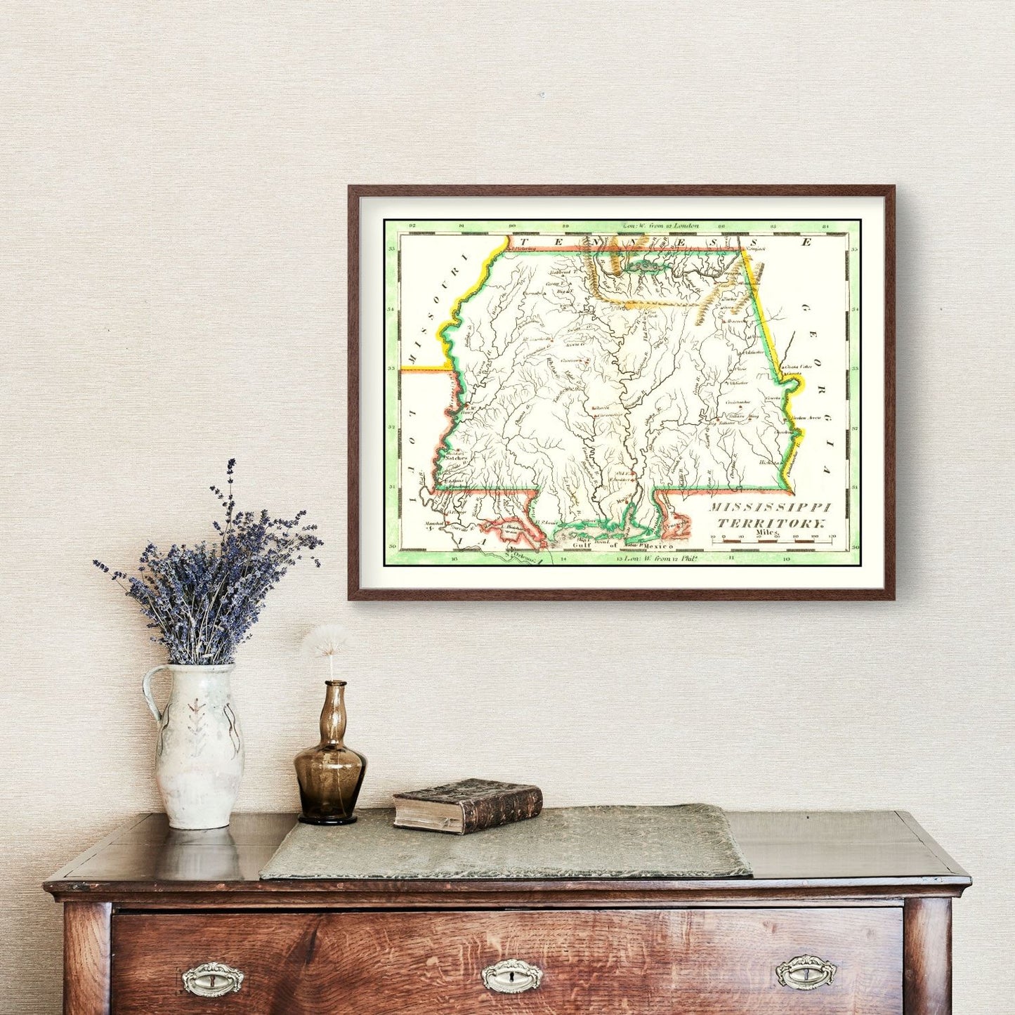 Vintage Map of Mississippi, 1814 II