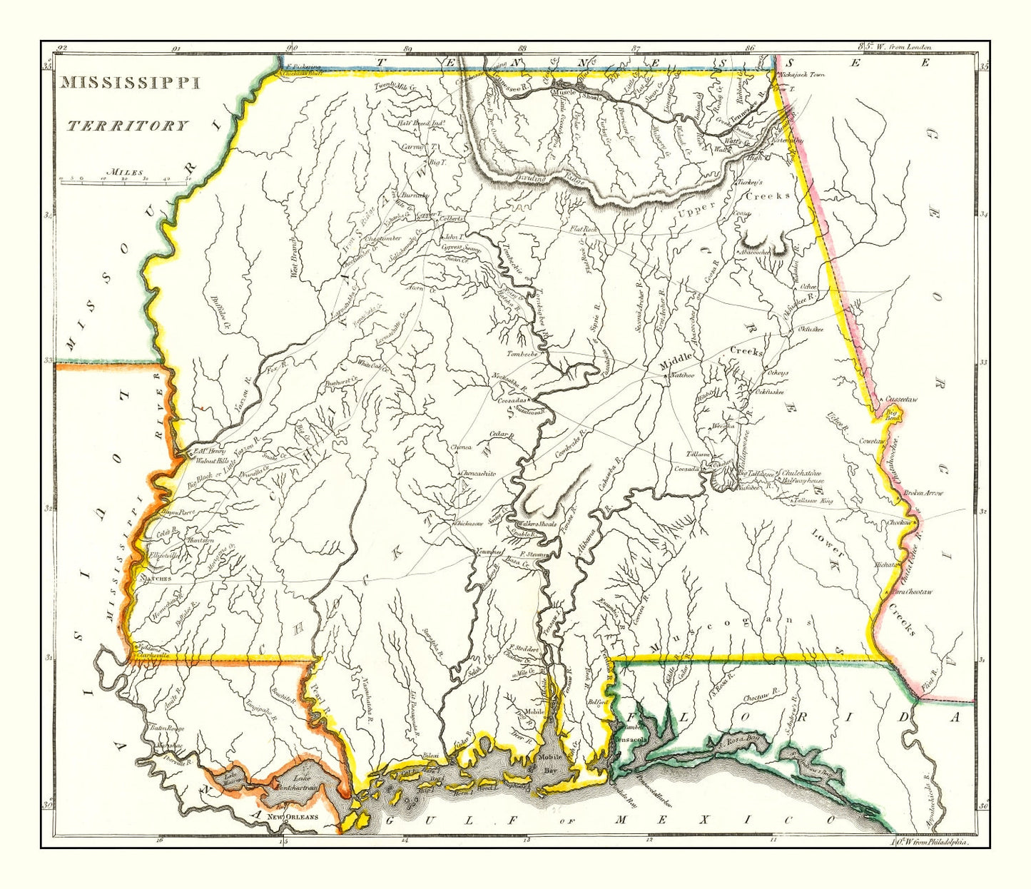 Vintage Map of Mississippi, 1814