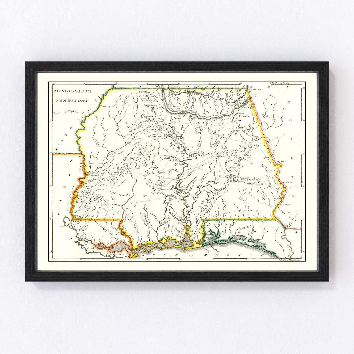 vintage map of Mississippi, 1814