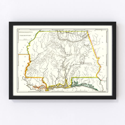 vintage map of Mississippi, 1814