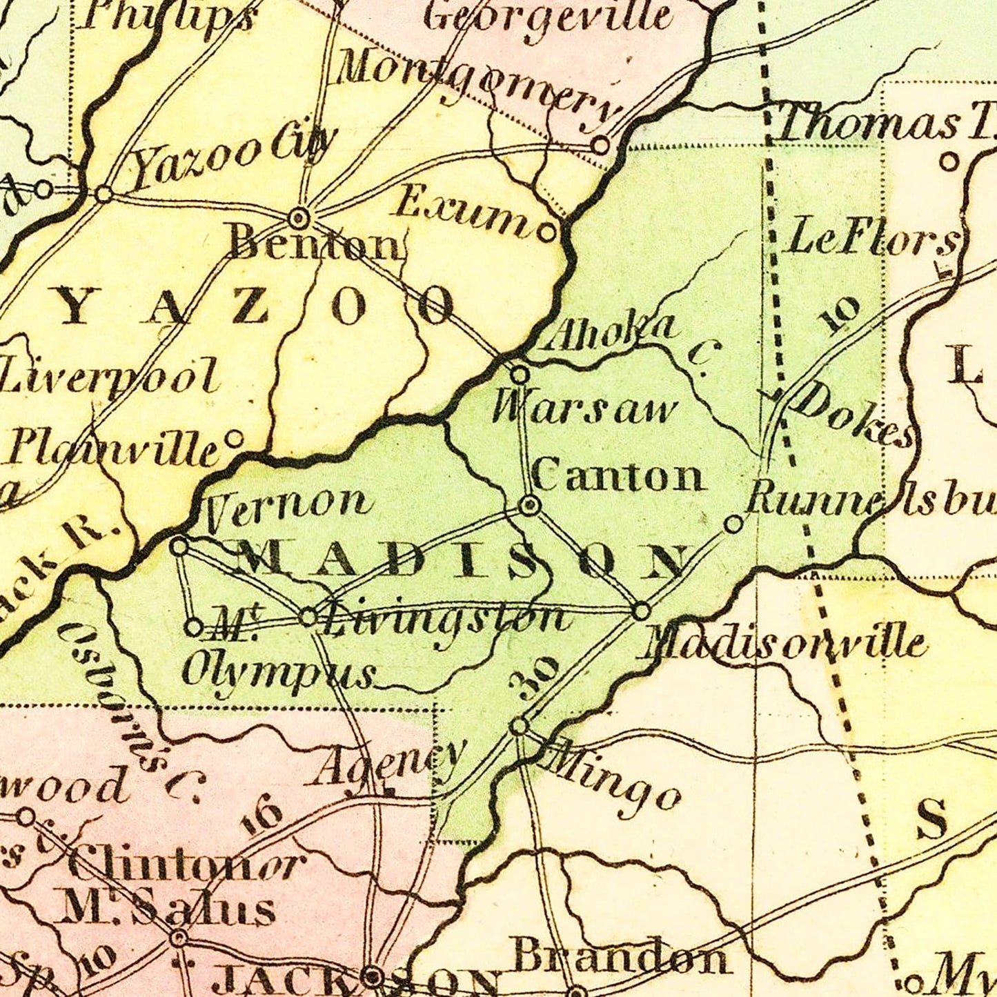Vintage Map of Mississippi, 1836