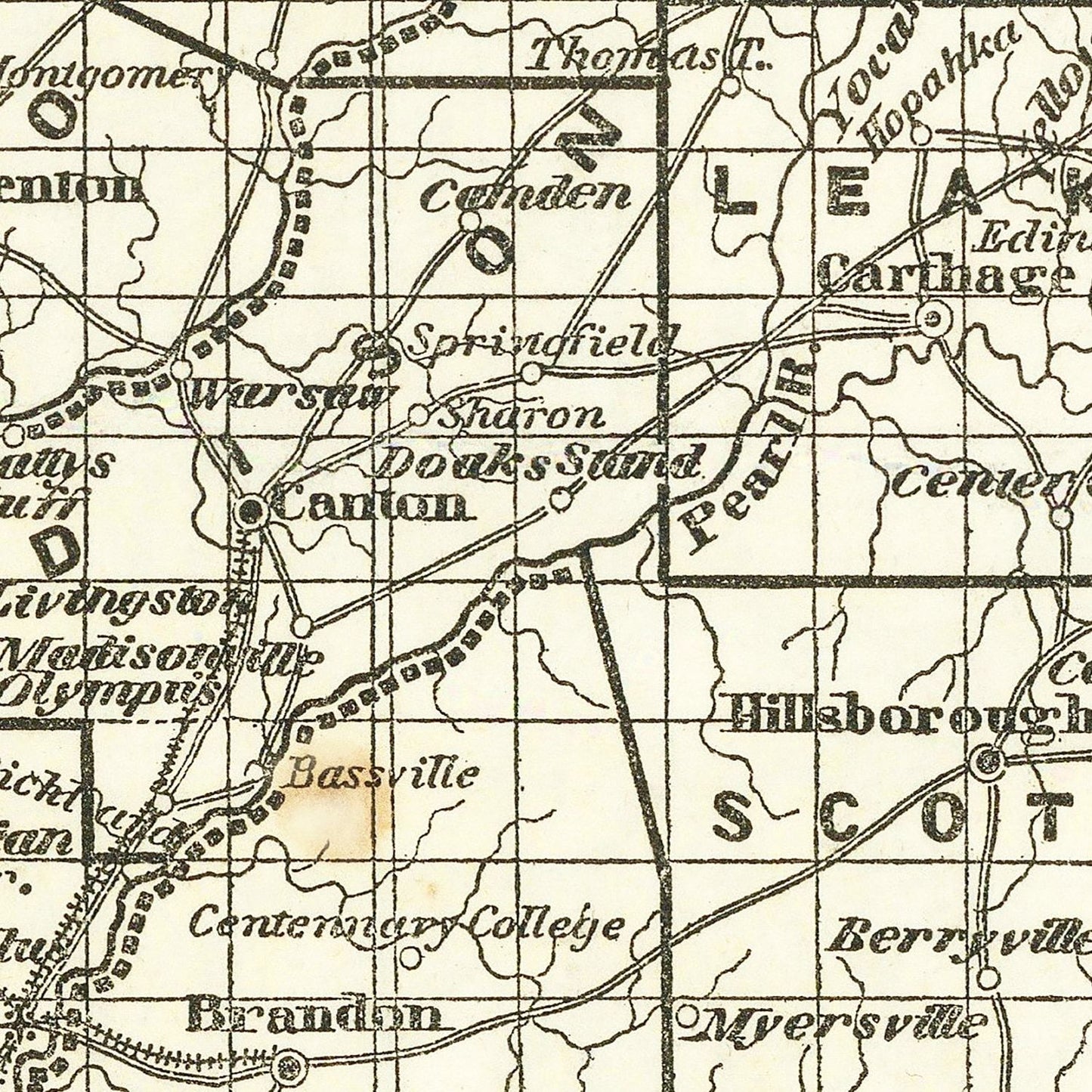 Vintage Map of Mississippi, 1842