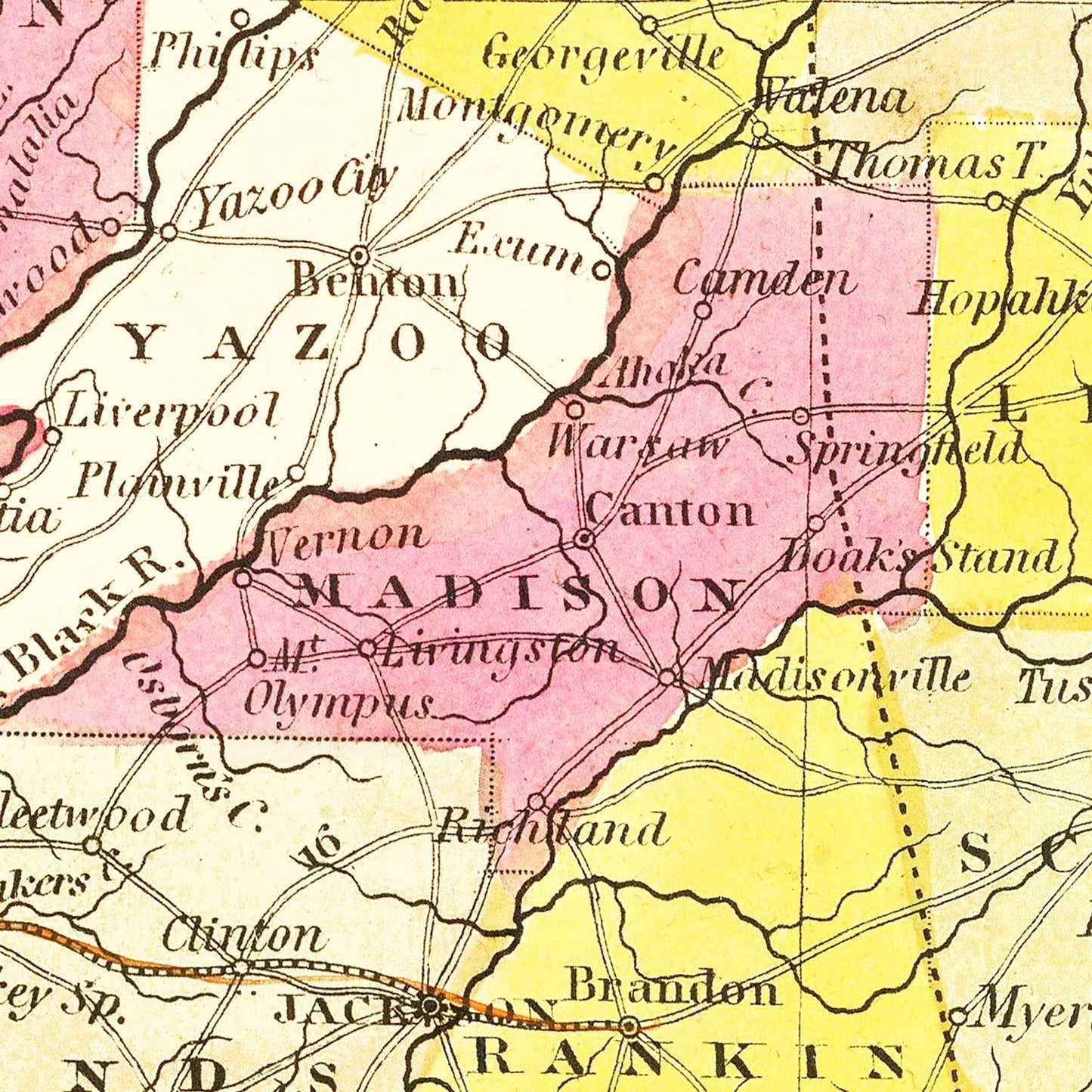 Vintage Map of Mississippi, 1846