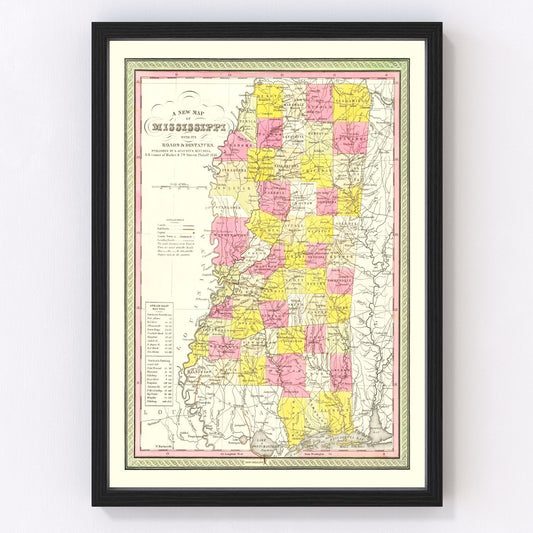 vintage map of Mississippi, 1846
