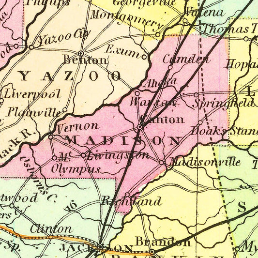 Vintage Map of Mississippi, 1854