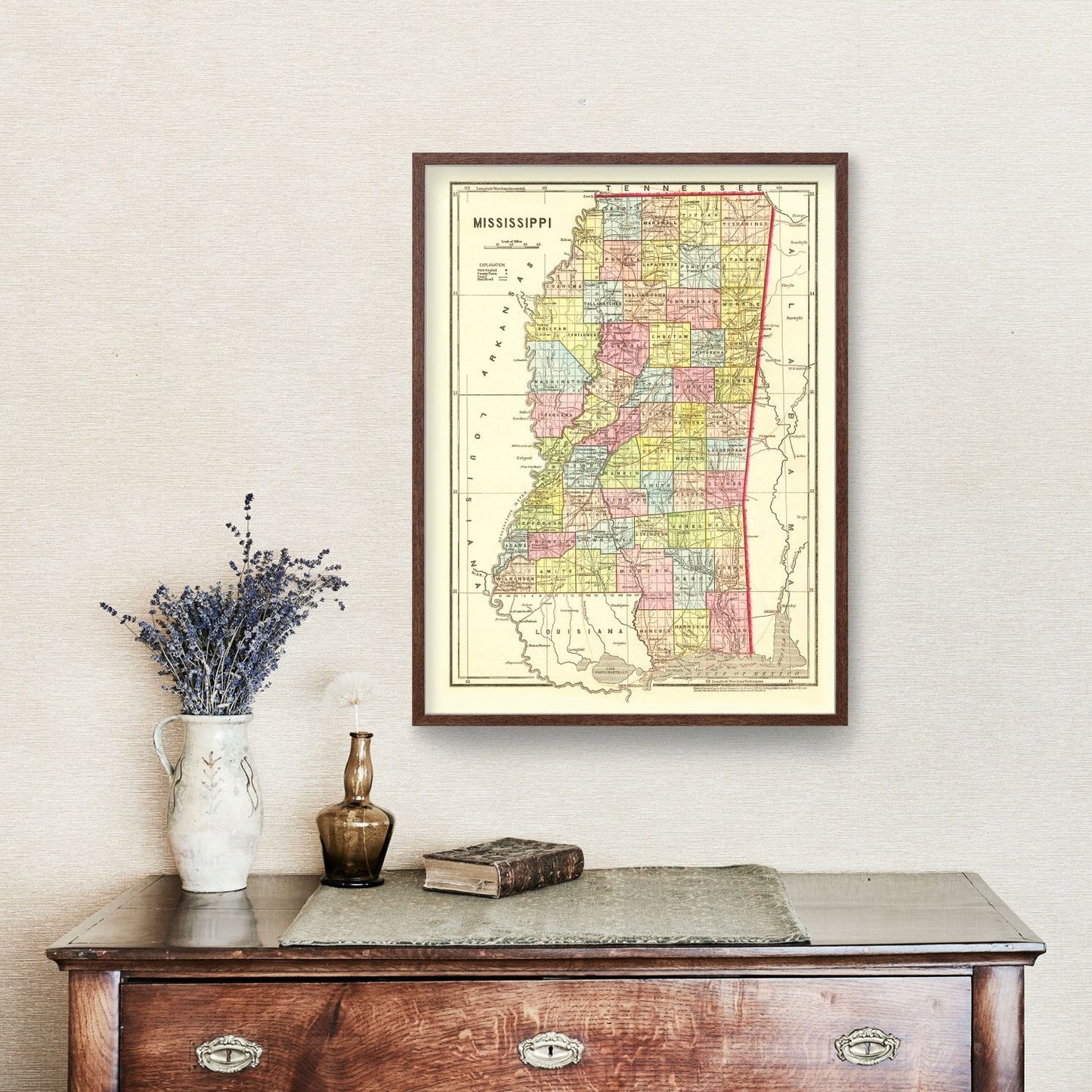 Vintage Map of Mississippi, 1856