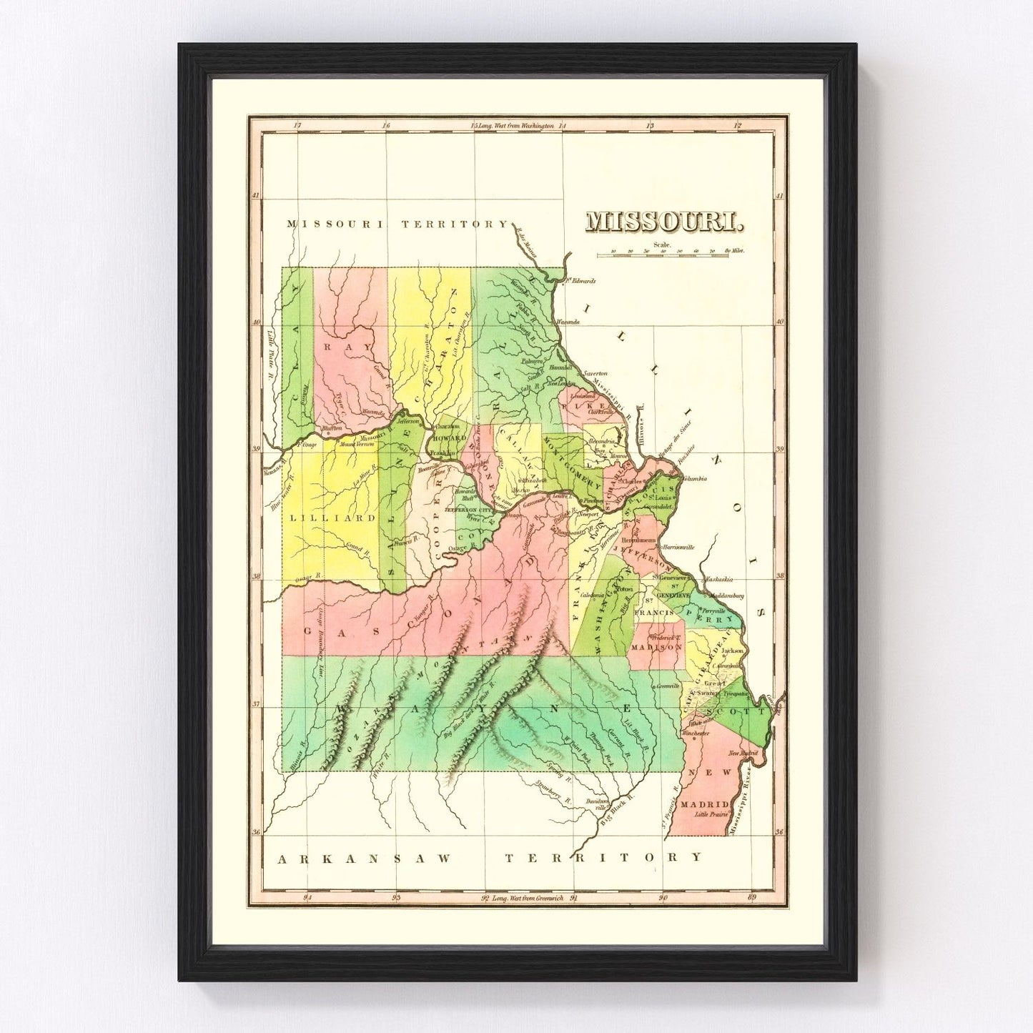 Vintage map of Missouri, 1824