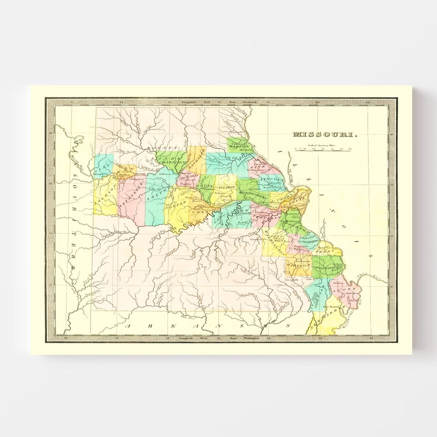 Vintage Map of Missouri, 1836