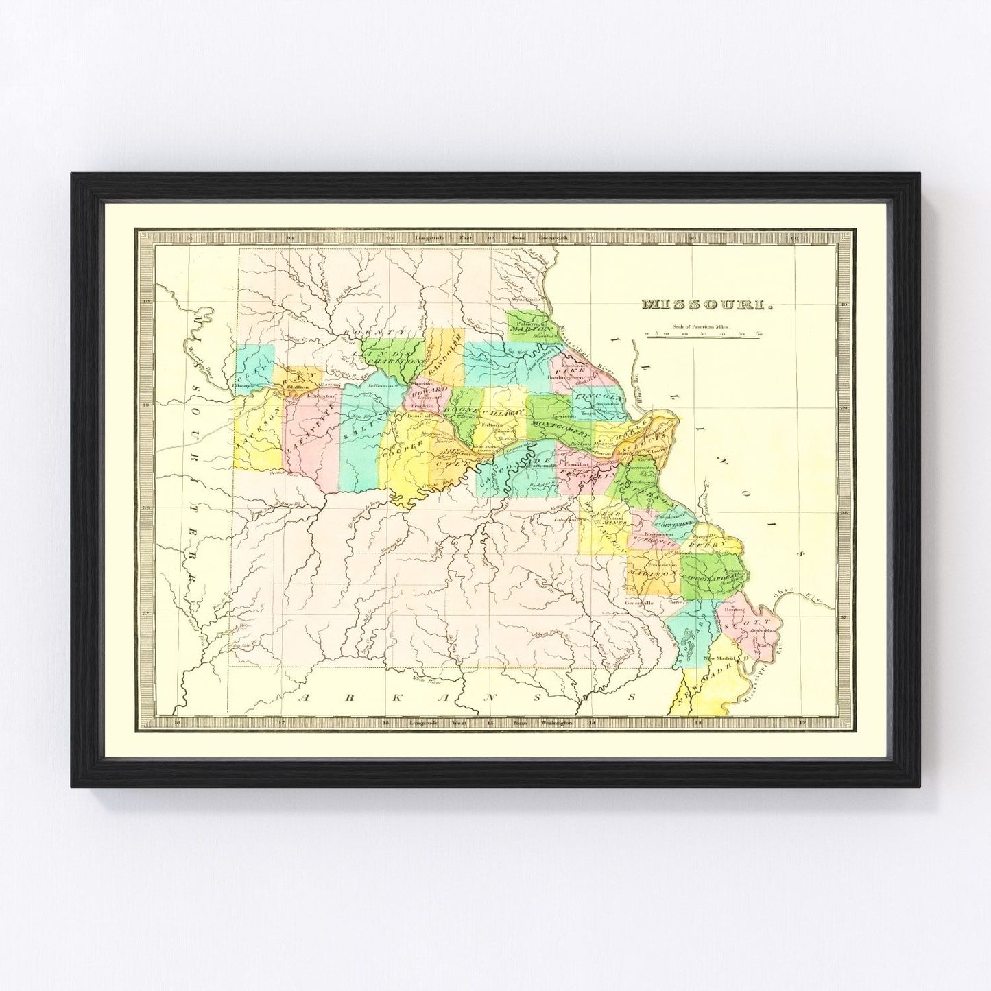 Vintage map of Missouri, 1836