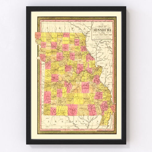 Vintage map of Missouri, 1847