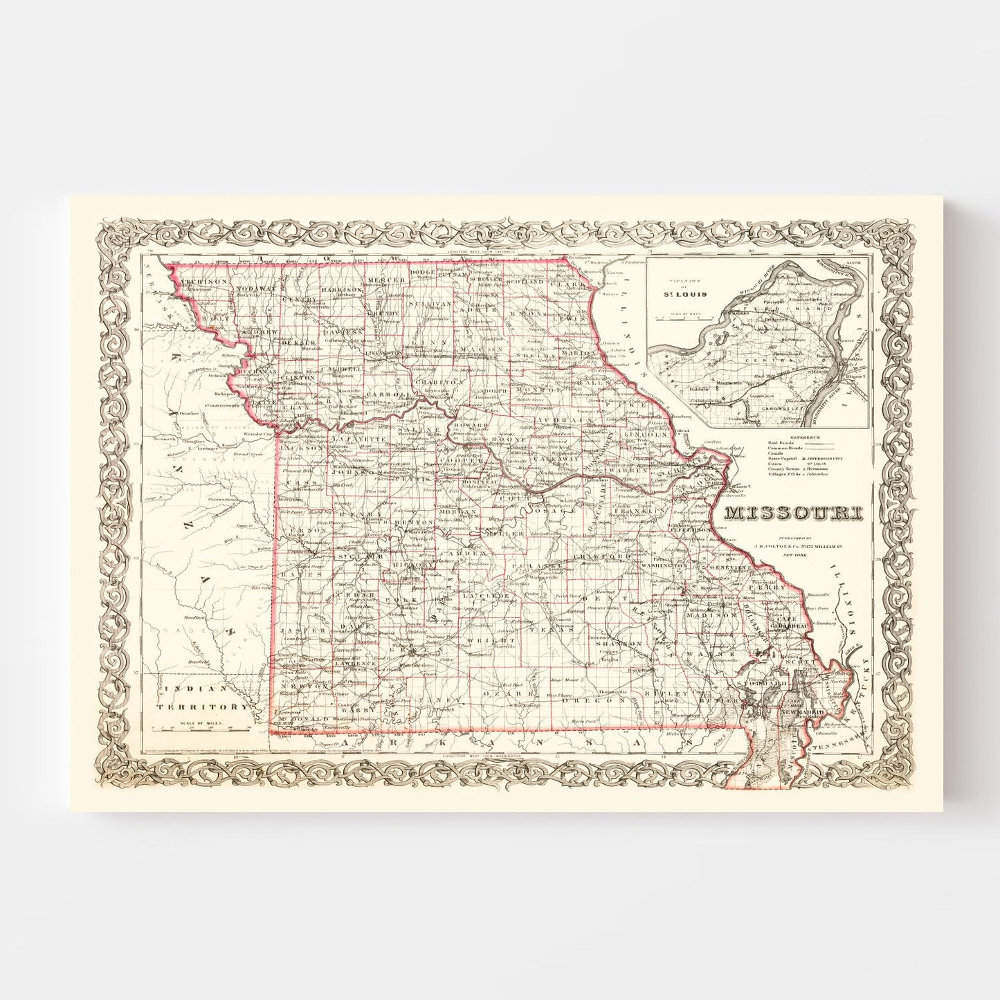 Vintage Map of Missouri, 1855