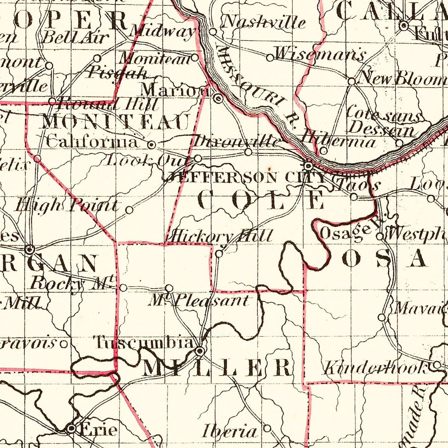 Vintage Map of Missouri, 1855