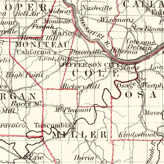 Vintage Map of Missouri, 1855