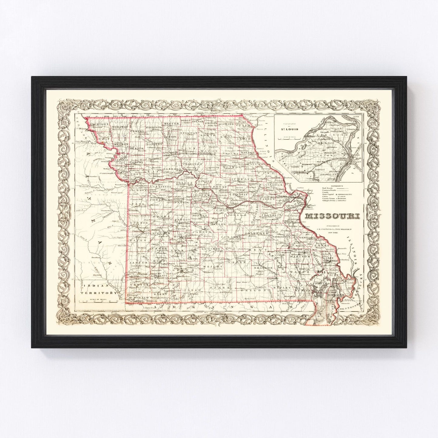 Vintage map of Missouri, 1855
