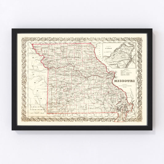 Vintage map of Missouri, 1855