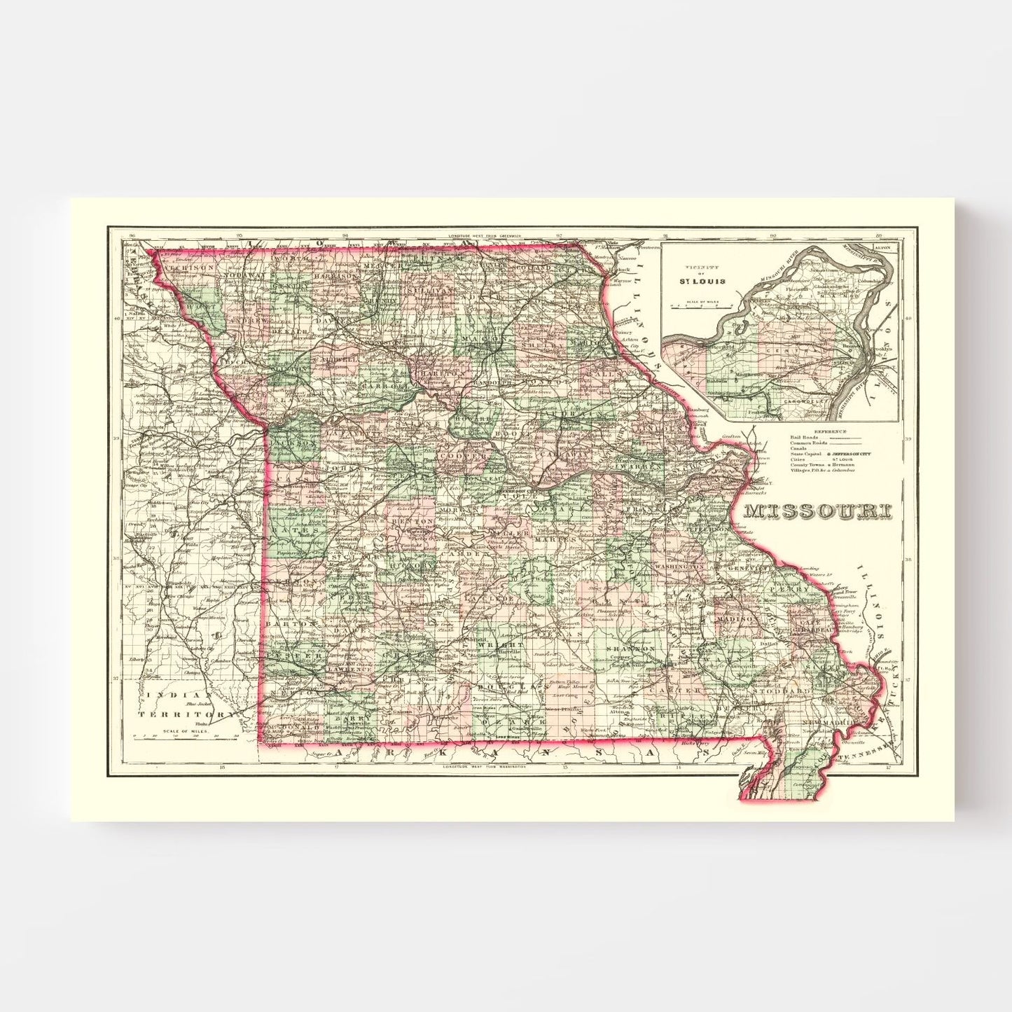 Vintage Map of Missouri, 1875