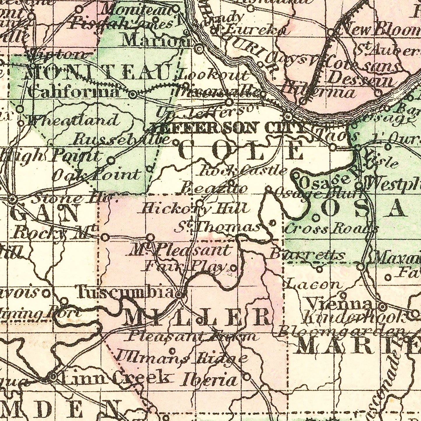 Vintage Map of Missouri, 1875