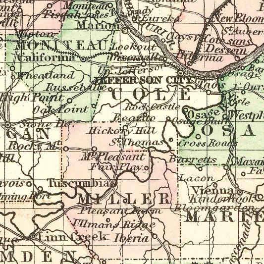 Vintage Map of Missouri, 1875