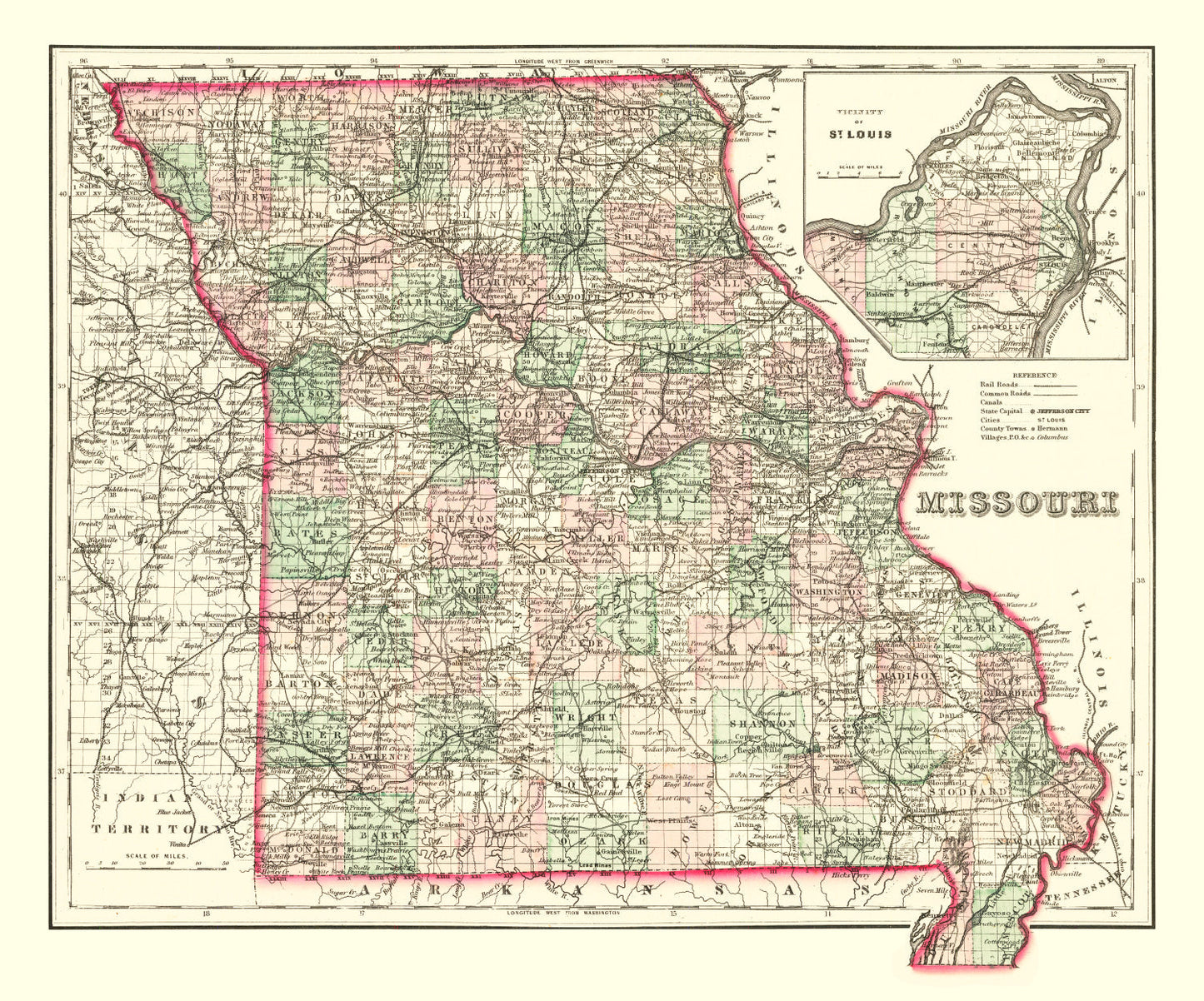 Vintage Map of Missouri, 1875