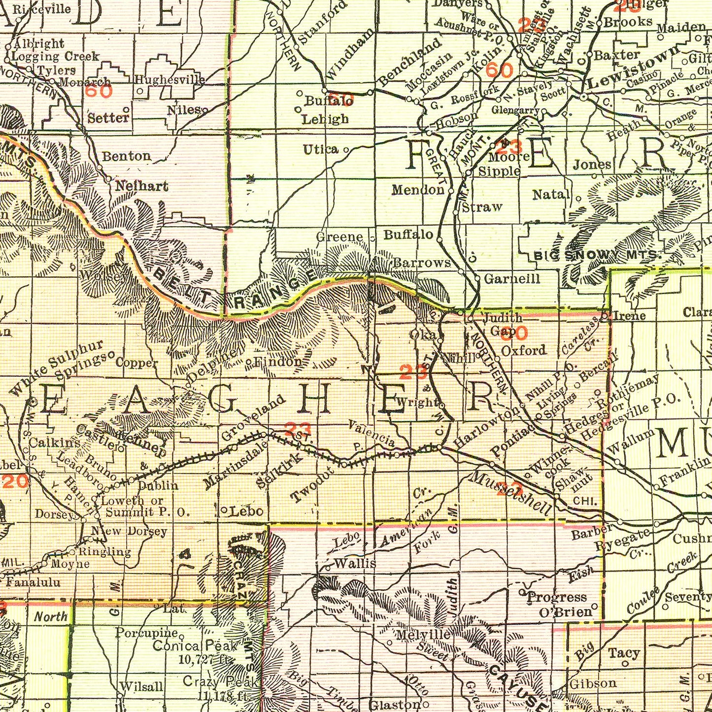 Vintage Map of Montana, 1915