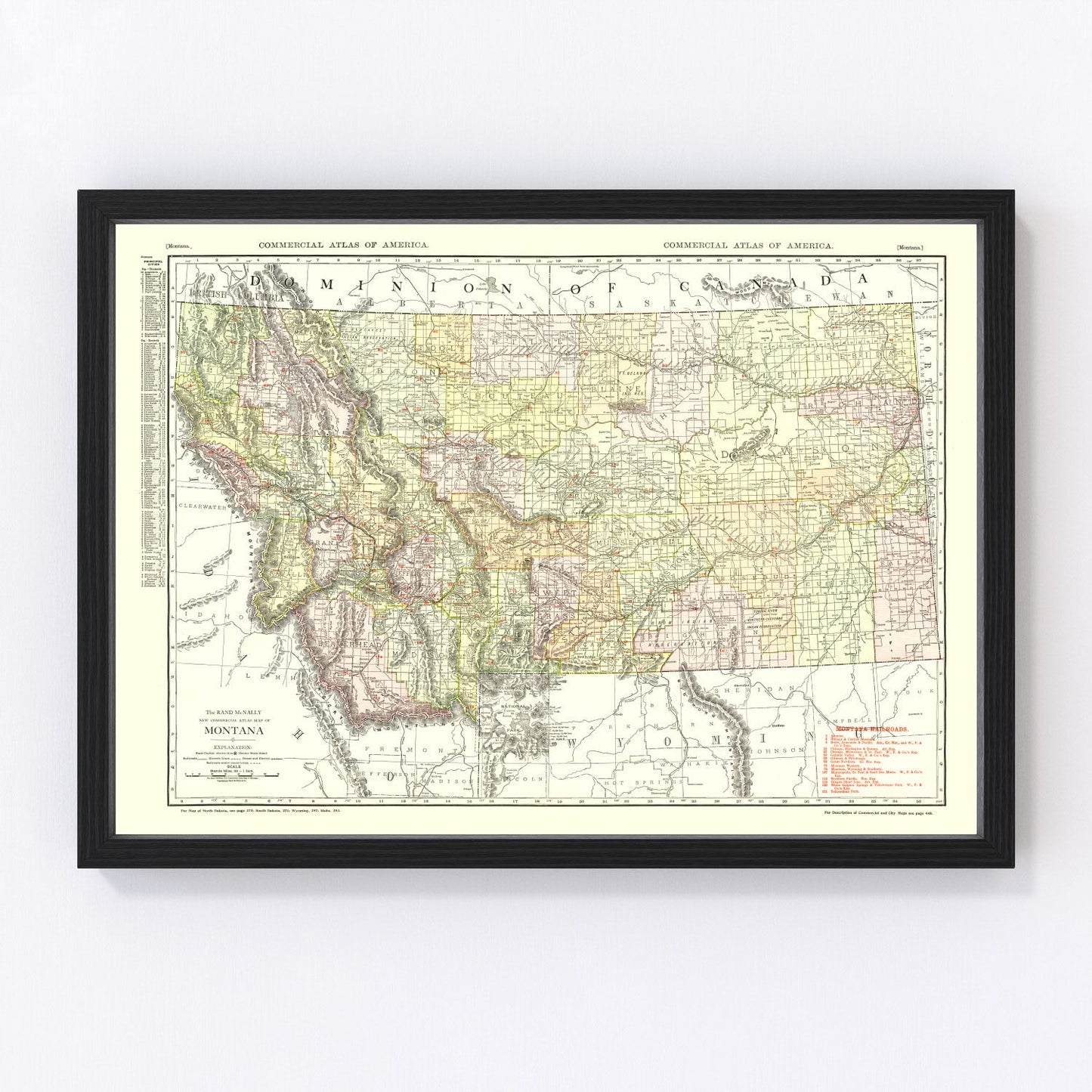 Vintage map of Montana, 1915