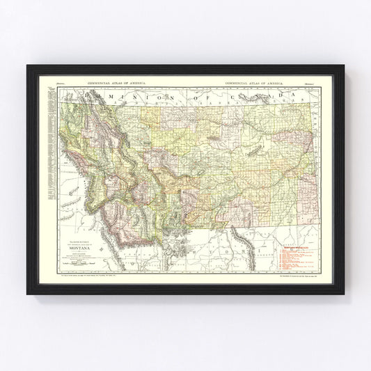 Vintage map of Montana, 1915
