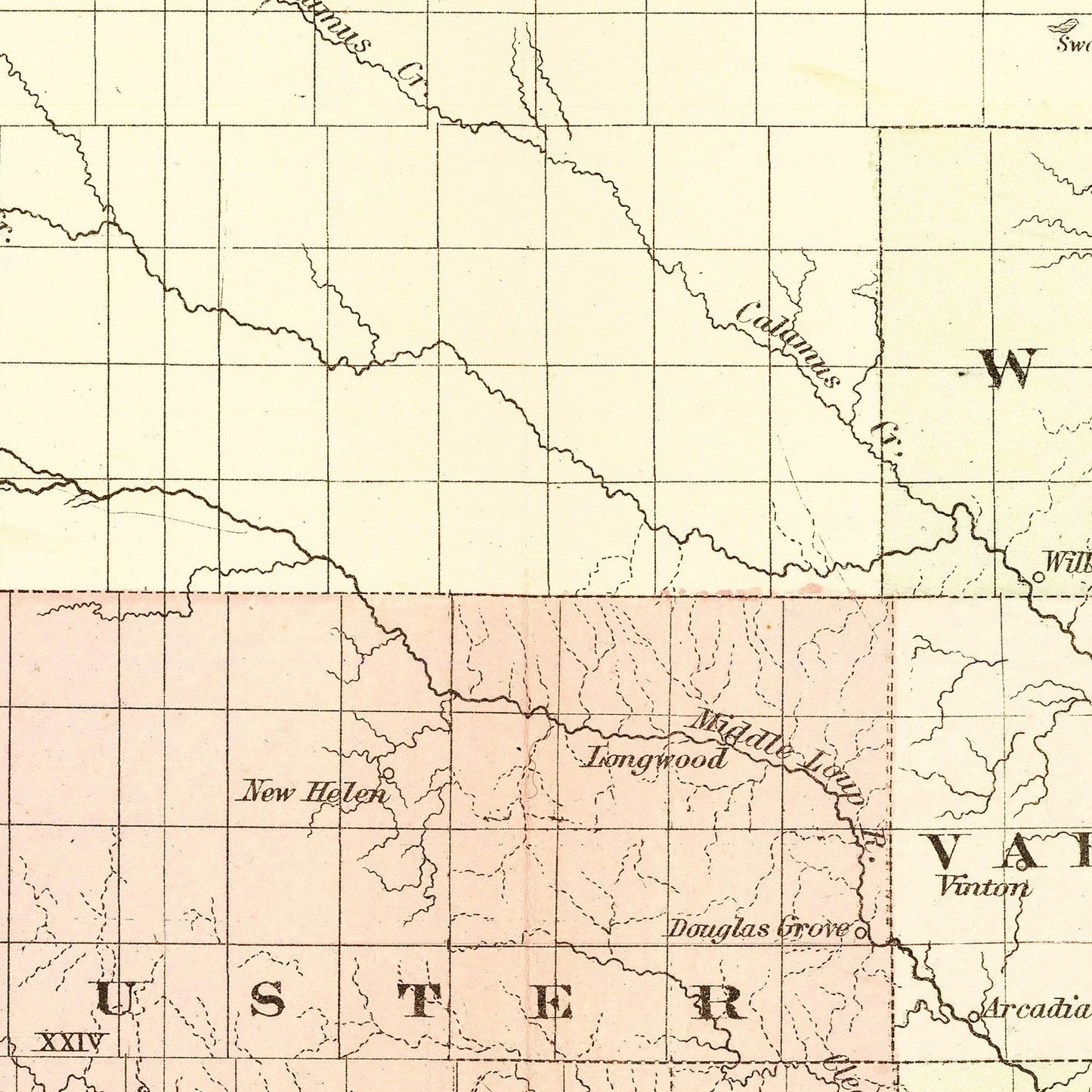 Vintage Map of Nebraska, 1867