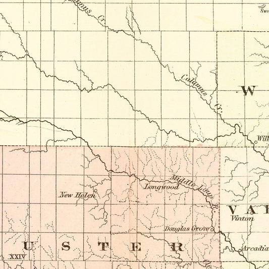 Vintage Map of Nebraska, 1867